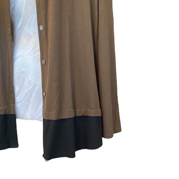 J Jill Mocha Brown Black Flowy Neutral Button Down Tunic Cardigan Size Large - Picture 8 of 15